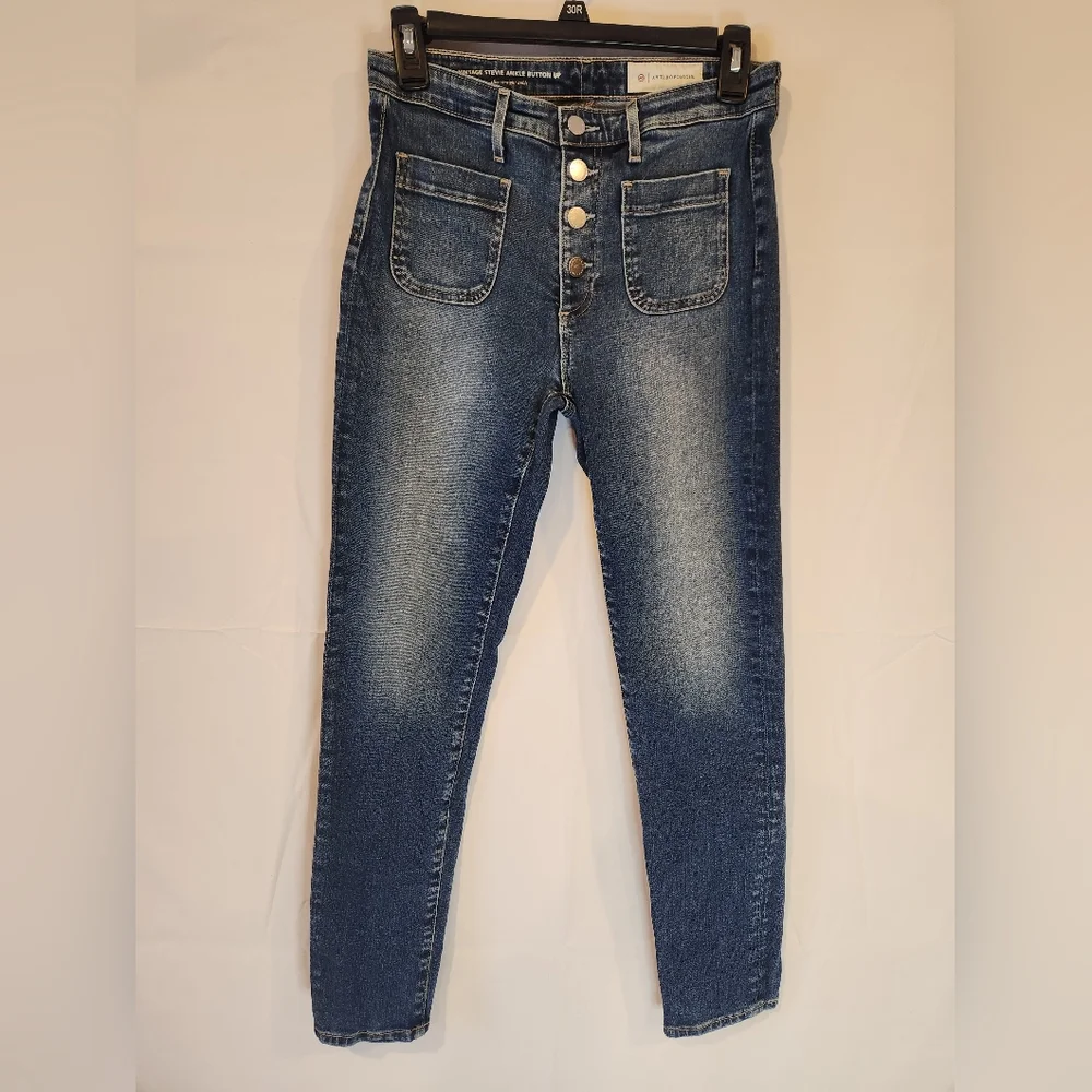 Adriano Goldshmied Anthropogie Vintage Stevie Ankle Button Fly Dark Jean Size 27